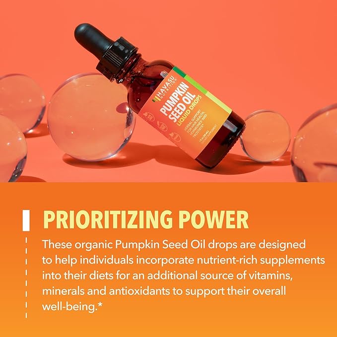 Pumpkin Seed Oil - USDA Organic - Cold Pressed for Hair, Prostate, and Hormone Support - 2 Month Supply - Liquid Drops for Men and Women - Vegan, Non-GMO, and Gluten Free - Unflavored, 1 Fl Oz