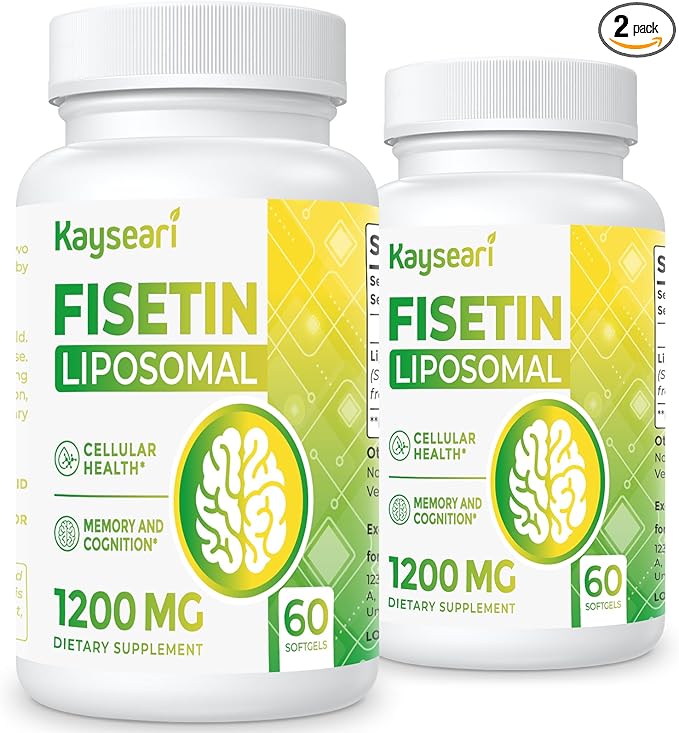 Fisetin 1200mg Liposomal Fisetin Supplements 98% Pure Fisetin Polyphenols Antioxidants Immunity Health Aging Cognitive Support Non-GMO 120 Capsules