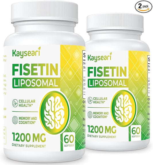 Fisetin 1200mg Liposomal Fisetin Supplements 98% Pure Fisetin Polyphenols Antioxidants Immunity Health Aging Cognitive Support Non-GMO 120 Capsules