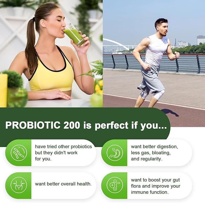 Probiotics for Women & Men, 200 Billion CFU 12 Strains with 3 Organic Prebiotics and Probiotics for Digestive Health Gut, Immune, Bloating & Gas, Energy, Overall Health, Shelf Stable - 2 Month Supply