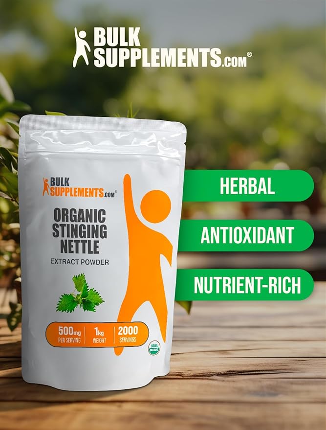 BulkSupplements.com Organic Stinging Nettle Extract - from Stinging Nettle Leaf, Nettle Supplement - Vegan & Gluten Free, 750mg per Serving, 5kg (1.1 lbs) (Pack of 5)