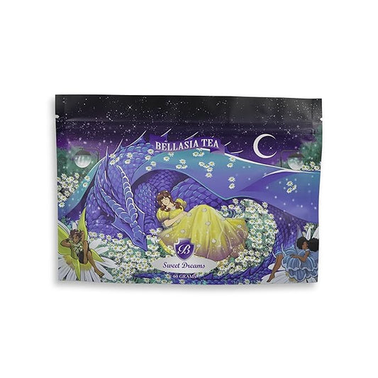 Bellasia Tea Sweet Dreams Cozy Kids Sleepy Time Tea – Relaxing Chamomile Herbal Blend with Real Peach & Pineapple Pieces | Soothing, Caffeine-Free Herbal Tea for Children – Promotes Calm Bedtime Routine | 20-25 Cups