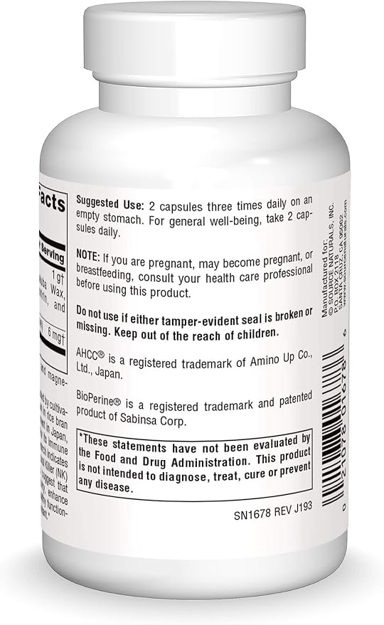 Source Naturals AHCC with Bioperine 500 mg - 60 Capsules