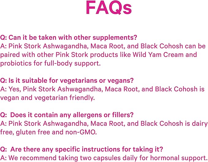 Pink Stork Perimenopause Support for Women – Ashwagandha, Maca Root, Black Cohosh + Dong Quai, Chasteberry, Red Clover – Hormone Balance, Cortisol, Adrenal Support – 60 Vegan Capsules
