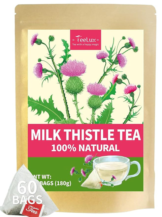 TeeLux Milk Thistle Tea Bags, 3g/bag, Natural Milk Thistle Seed Tea, Mild & Mellow Taste, Caffeine Free, 60 Count