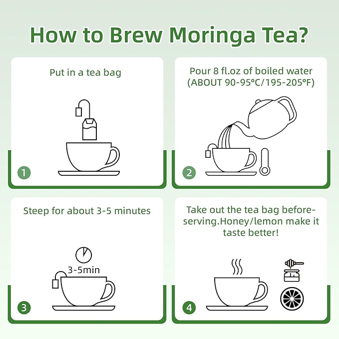 Veyorra Moringa Tea,Loose Leaf Moringa Herbal Tea. No Sugar, No Caffeine, No Gluten, Vegan(110 Bags)