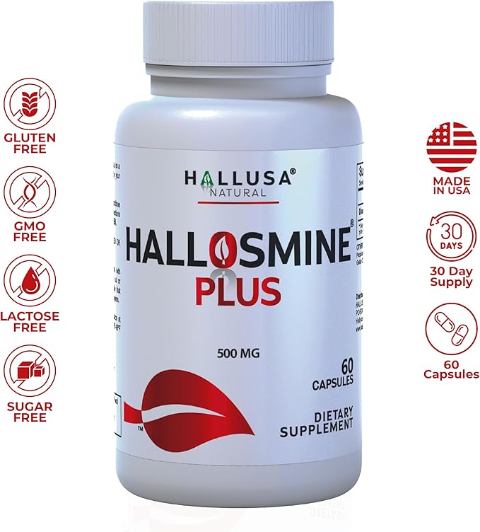 Hallosmine Plus Diosmin 500mg, Varicose Veins, Leg Circulation Supplement, Heavy Legs, Diosmin Circulation Support, Lymphatic Drainage & Blood Circulation Supplement - 60 Caps