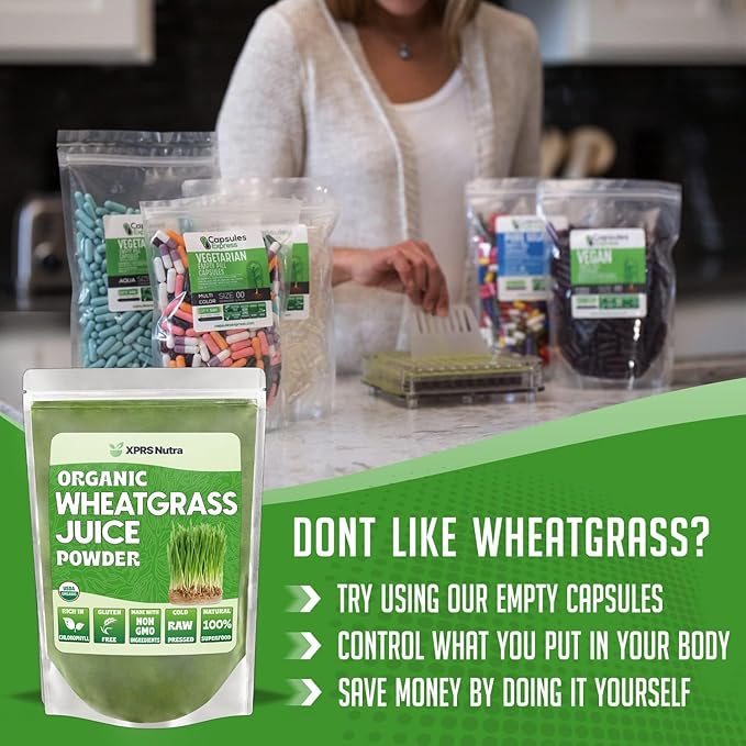 XPRS Nutra Organic Wheatgrass Juice Powder - Sustainably Grown - Instant Wheat Grass Juice Powder Made from Concentrated Juice - More Potent Than Organic Wheatgrass Powder - 8 Ounce