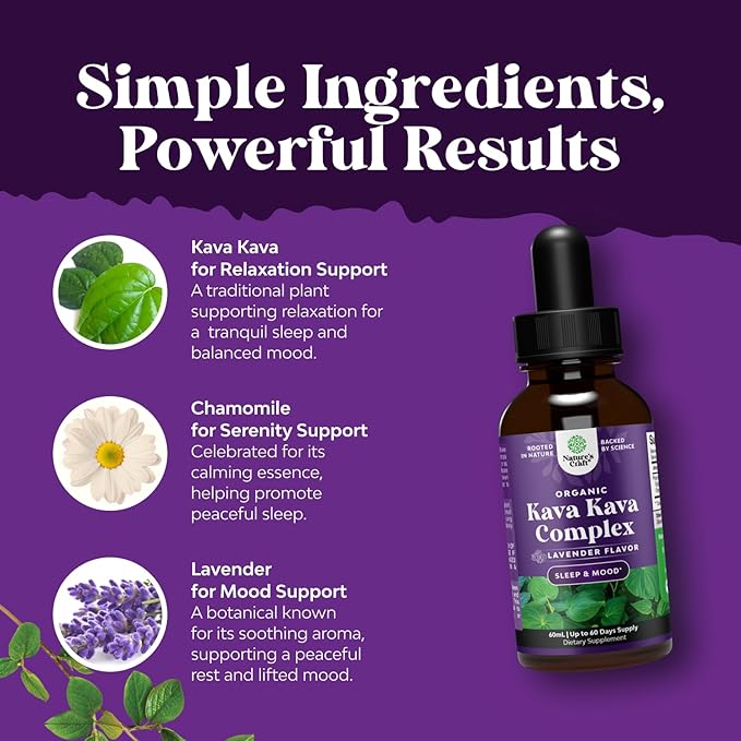 Natures Craft Potent Liquid Kava Kava Drops Supplement - Fast Acting Herbal Support with Kavalactones for Balanced Mood - Relax Calming Tonic for Stress Relief & Better Sleep - 60 ml Tinctura