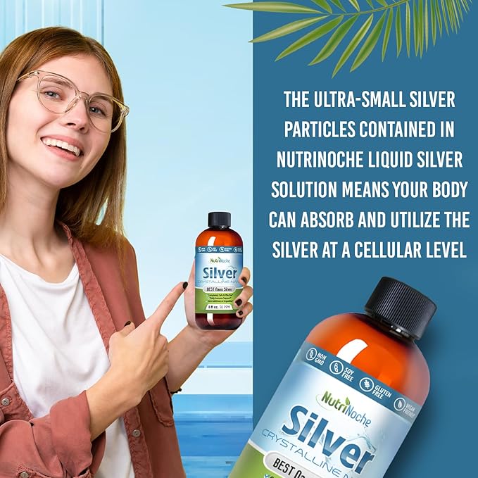 Nutrinoche Ultra Pure Colloidal Silver Spray - Excellent Daily Immune Support - Organic 99.99% Nano Particles - Ultra Pure Silver Hydrosol - 2 Ounces - 30 ppm