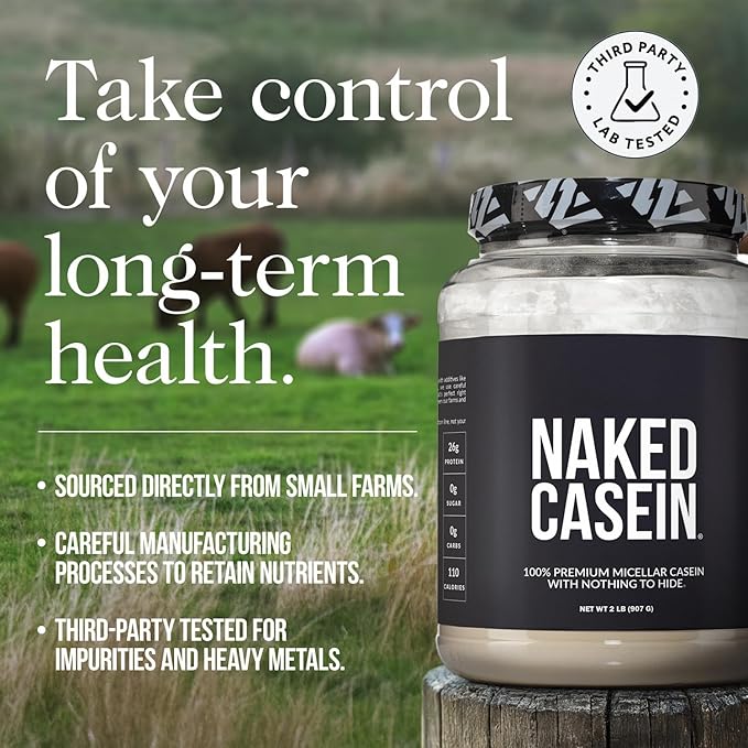 NAKED Casein - 2Lb Micellar Vanilla Casein Protein - Bulk, GMO-Free, Gluten Free, Soy Free, Preservative Free - Stimulate Muscle Growth - Enhance Recovery - 15 Servings