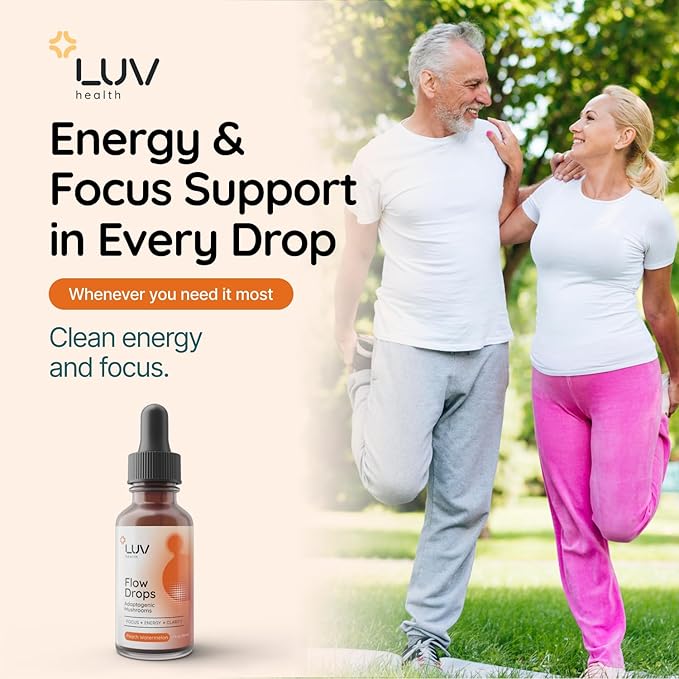 Flow Drops® – Energy Supplement for Focus, Mental Clarity & Immune Support - Adaptogenic Mushrooms with Lion’s Mane, Cordyceps, Reishi, Chaga & Turkey Tail – Vegan, Made in USA 60 Servings