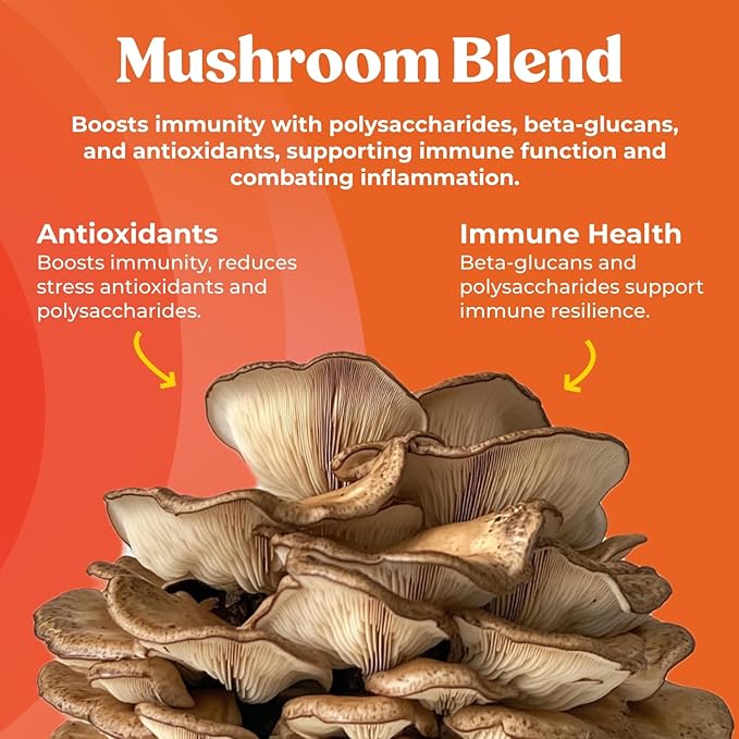 Super Shield - Mushroom Supplement - Chaga, Maitake, Reishi, Shiitake, and Turkey Tail Mushrooms, Vitamin C, Zinc, Black Elderberry, Antioxidants - Immune Support (60 Capsules)
