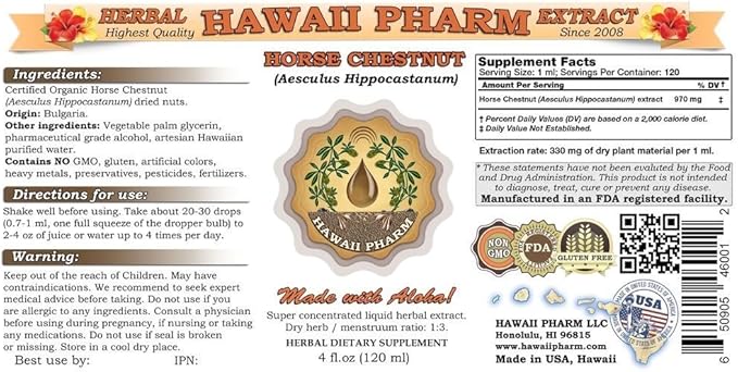 Horse Chestnut (Aesculus hippocastanum) Liquid Extract 32 oz Unfiltered