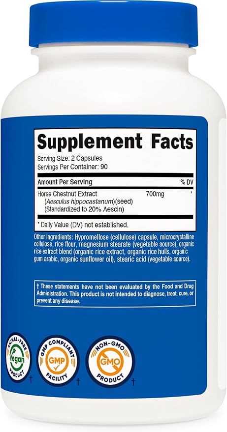 Nutricost Horse Chestnut Extract Capsules 700 MG Per Serving, 180 Capsules, 90 Servings - Non-GMO, Vegan