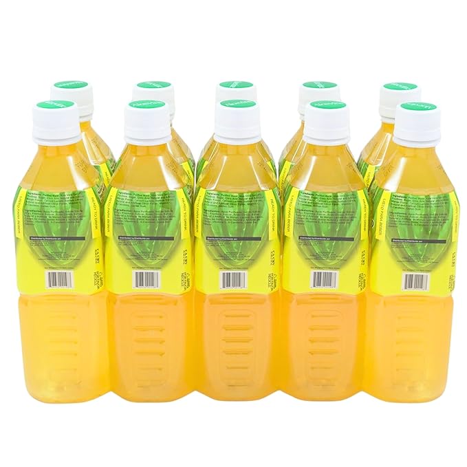 Aloevine Aloe Vera Drink Mango healthy juice pure with chunks of aloe l 16.9 oz. 10 pack l plant based Vegetable Korean drinks