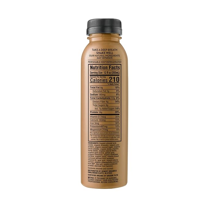 Remedy Organics Cacao Essentials 12-Pack | Plant Based Protein Shakes, Ready to Drink | USDA Organic, Gluten Free, Dairy Free, Soy Free