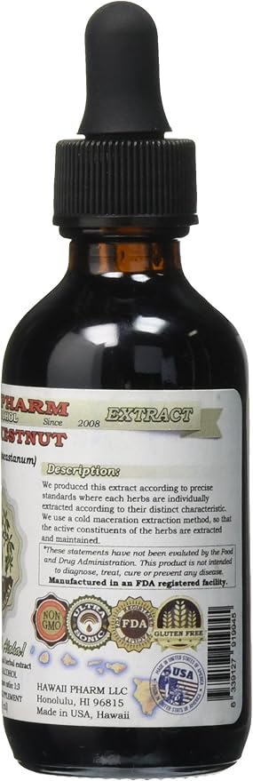 Horse Chestnut Alcohol-Free Liquid Extract, Organic Horse Chestnut (Aesculus hippocastanum) Dried Nuts Glycerite 2 oz