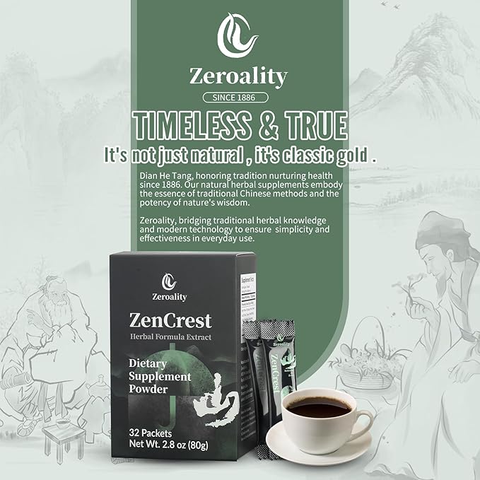 ZenCrest, Natural Herb Prostate Supplement, Traditional Chinese Herbal Formula, Promote Healthy Prostate, Promote Urogenital Function, No Side Effects, (32 Packets - 1 Box)