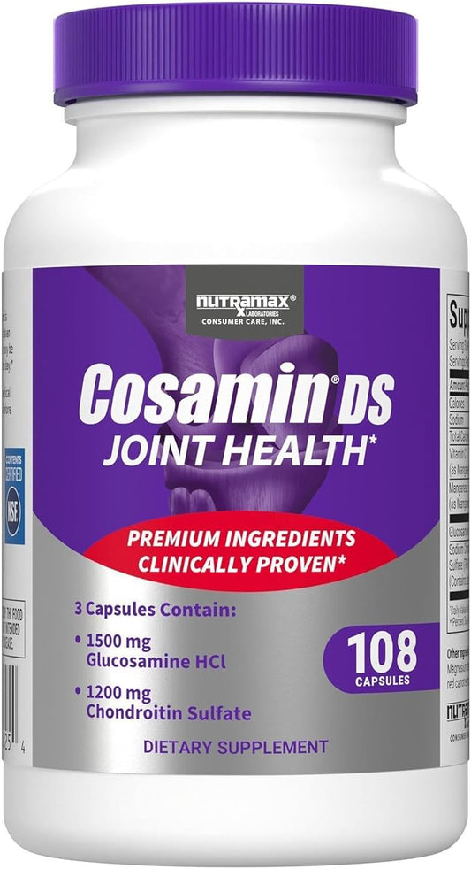 Nutramax Laboratories Cosamin® DS Joint Health Supplement with Glucosamine & Chondroitin for Men’s & Women's Joint Health, 108 Capsules