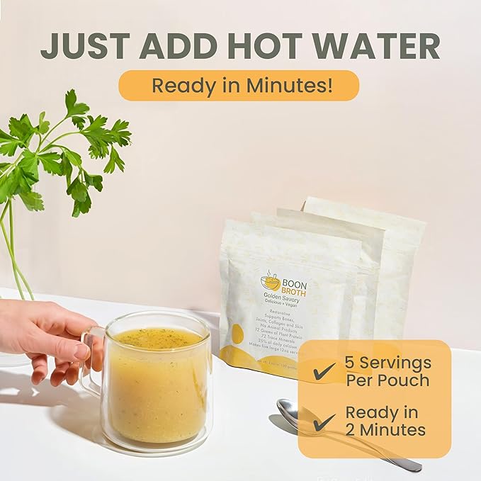 Boon Broth - Savory Plant-Based Soup Powder with 72 Trace Minerals - Supports Bones, Joints, & Skin - High-Calcium Vegan Broth for Sipping, Fasting & Gut Health - 4 oz