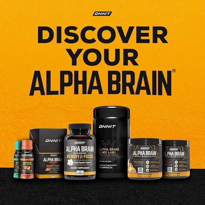 ONNIT Alpha Brain Nootropic Focus Capsules, Nootropics Brain Support Supplement for Memory, Mental Clarity and Cognitive Support with L-Theanine, Vitamin B6 and Huperzine A, 3-Pack (90 Count Total)
