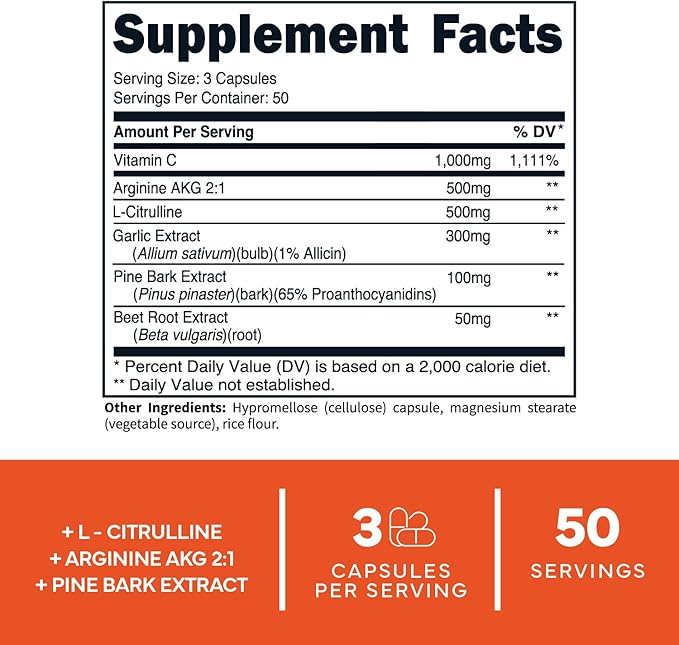 Type Zero Nitric Oxide 6X Booster, 150 Veggie Capsules - Natural Supplement - Beetroot, Arginine AKG, Citrulline, Pine Bark, Garlic & VIT C | Nitrous Oxide