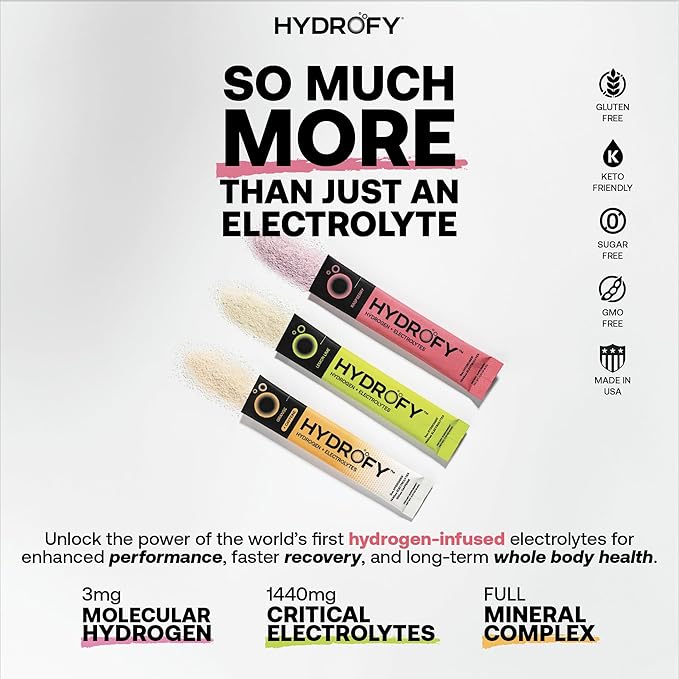 Hydrogen Water + Electrolytes Drink Mix | H2 Hydration Packets with Molecular Hydrogen, Sodium, Potassium, Magnesium, Calcium, and Minerals | No Sugar | Lemon Lime | 25 ct