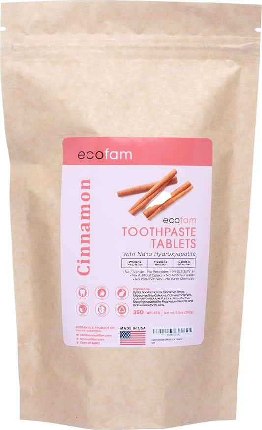 Toothpaste Tablets – Cinnamon | Nano Hydroxyapatite Toothpaste Tablets Chewable | Fluoride Free l 350 Tabs