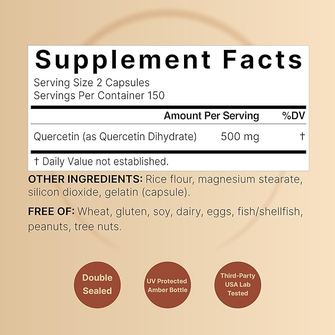 NatureBell Quercetin 500mg Per Serving, 300 Capsules | Ultra Strength Bioflavonoid Supplement for Immune Support | Third-Party Tested, Non-GMO, Gluten-Free
