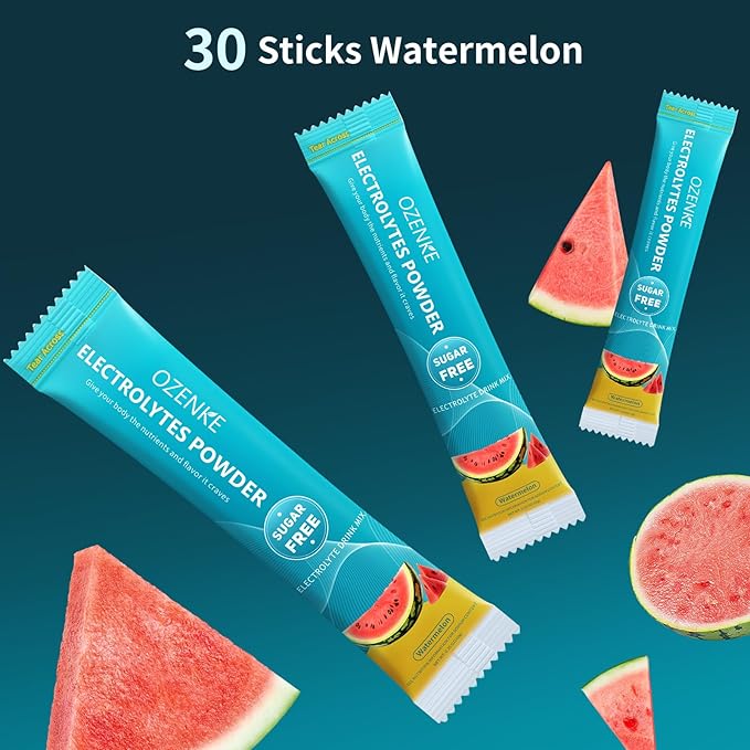 Electrolytes Powder Packets,30 Sticks Hydration Packets Sugar Free, Electrolyte Drink Mix Portable Electrolyte Packets for Rapid Hydration, 0 Sugar & 0 Calorie, Watermelon Flavor