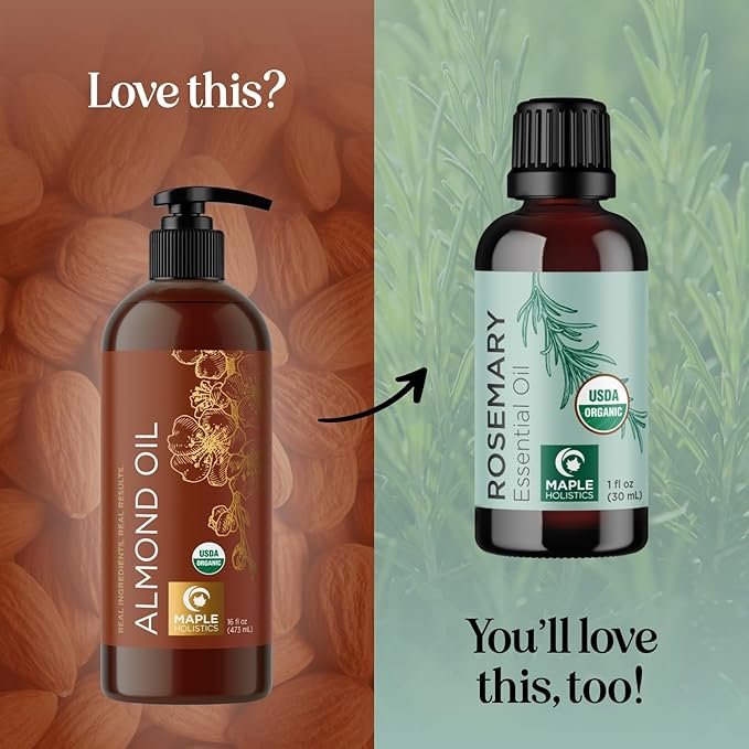 USDA Organic Sweet Almond Oil - Pure Cold Pressed Organic Almond Oil for Skin Hair and Nails - Moisturizing Organic Body Oil for Women and Men plus Carrier Oil for Essential Oils Mixing 16oz
