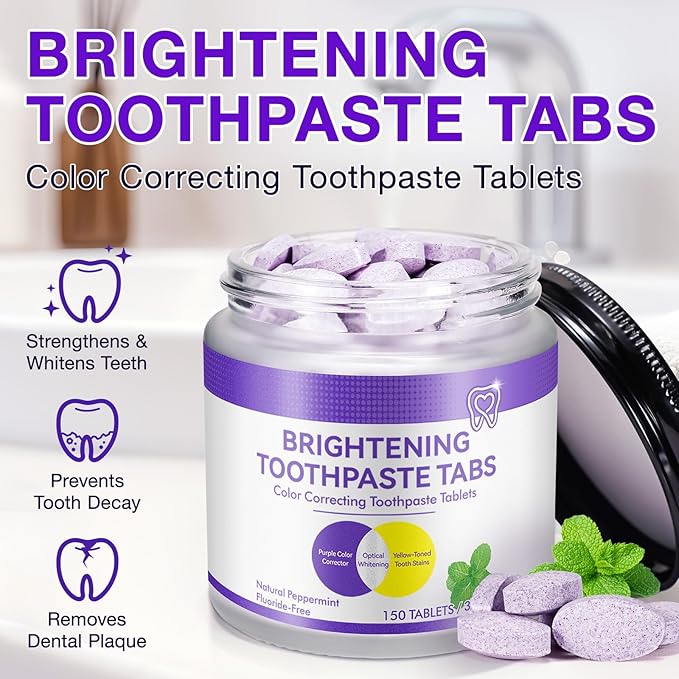 Toothpaste Tablets - 150PCS Nano Hydroxyapatite Long-Lasting Freshness Fluoride Free Plastic Free Natural Peppermint Flavor Compact Portable Travel Toothpaste Tablets