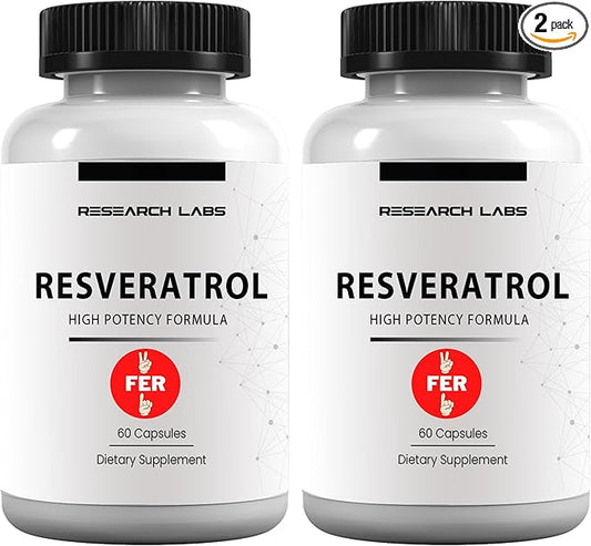 Research Labs 2X Potency Micronized Resveratrol Supplement 2 Fer 1 Ad - 1200mg Per 2 Capsules, 120 Total - Potent Antioxidants Supplement, Trans Resveratrol for Heart Health
