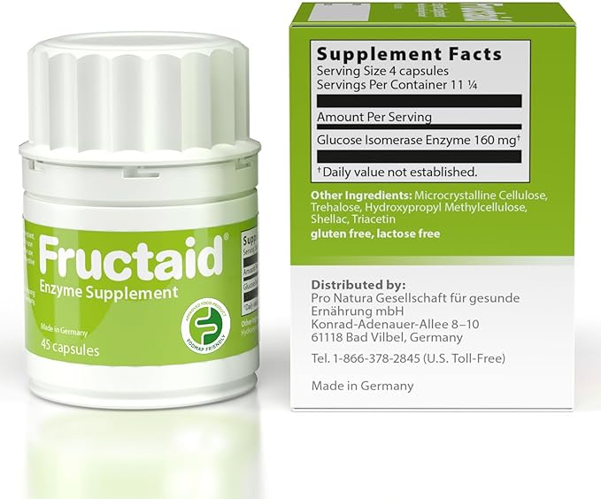 Enzyme Supplement – 45 Capsules, so That You can Enjoy Fruits, Fruit Juices, Soft Drinks, and Sweets Again, Dietary Supplement, Gluten-Free, Lactose-Free