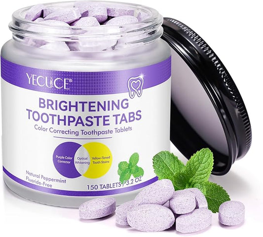 Toothpaste Tablets, Chewable Toothpaste Tablets for Fresh Breath, Natural Whitening Floride-Free and Remineralizing Tablets Tabs, Nano Hydroxyapatite Toothpaste, 150 Tablets