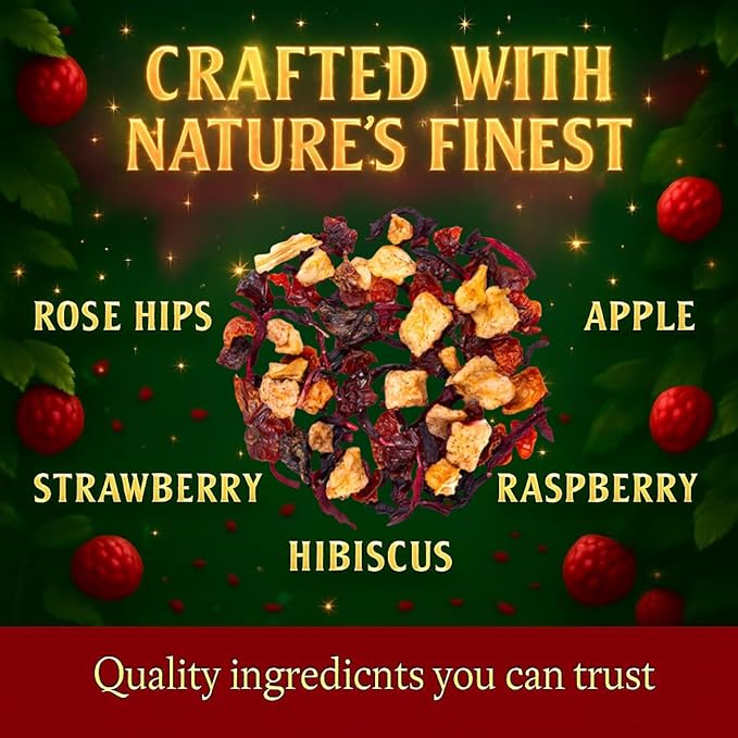 Bellasia Tea Fairy Berry for Kids Using Real Strawberry Pieces - Caffeine Free Herbal Tea Blend with Real Ingredients & Balanced Flavor- Add Loose Leaf Tea to Your Child’s Routine for A Fun & Tasty Drink. 20-25 Cups