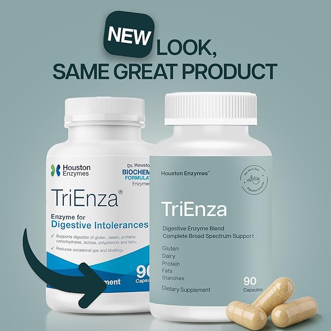 TriEnza Digestive Enzymes for Women and Men– Digestive Enzyme Supplements for Proteins, Carbs, Fats & Polyphenols Digestion – Help Break Down Wheat, Dairy, Soy & Meats - Health Supplement,90 Capsules