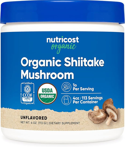 Nutricost Organic Shiitake Mushroom Powder 4 oz - Gluten Free, Non-GMO