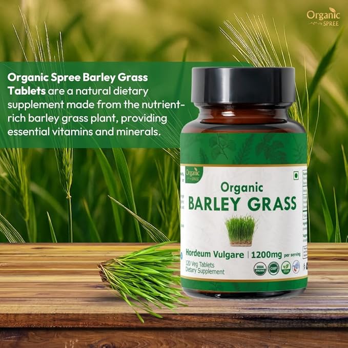 Barley Grass 120 Tablets | USDA Organic Certified |Hordeum Vulgare(Barely Grass) | Supports Detox & Immune Health | Dietary Supplement120tab - Pack of 2