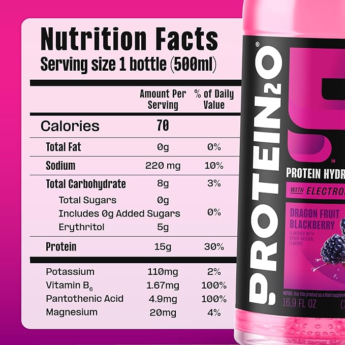 Protein2o Hydration Drink - 2-in-1 Liquid Clear Whey Protein Isolate and Electrolyte Drink - 15g Protein, Vitamins B5, B6 - Post-Workout Recovery - 16.9 Fl Oz - 12 Count Flavor Fusion Variety Pack