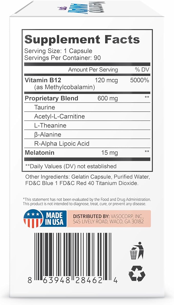 NeuropAWAY Nerve Support PM, with R-Alpha Lipoic Acid to Help Provide Nerve Relief in as Little as 5 Days, Acetyl-L-Carnitine, Theanine, Melatonin, and Methylcobalamin, 90 Capsules