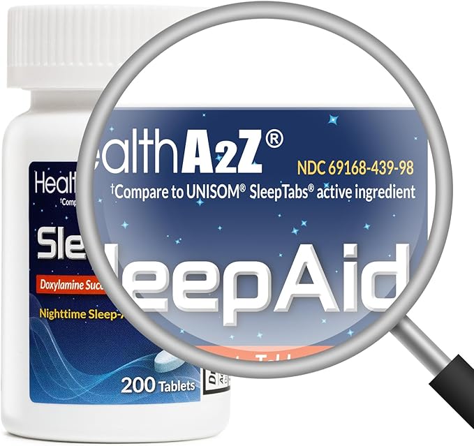 HealthA2Z® Sleep Aid | Doxylamine Succinate 25mg | (200 Counts (Pack of 1))