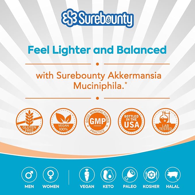 Akkermansia Probiotic GLP-1, 1 Billion TFU, Akkermansia Muciniphila with Prebiotic Inulin Fiber, Gut Health for Men & Women, Vegan, Non-GMO, 30 Caps