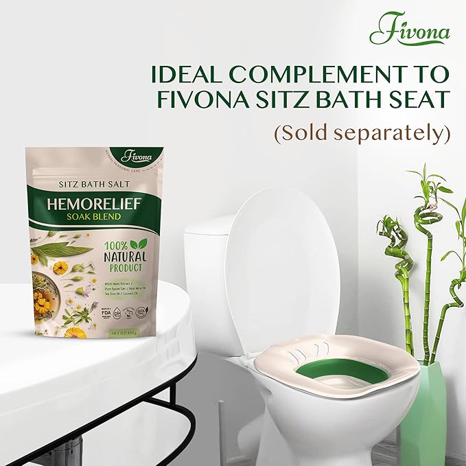 Fivona Sitz Bath Soak Blend for Hemorrhoids and Postpartum Recovery - Epsom Salt and Essential Oils Soaking Mix - 14.1 oz - Natural Care for Fissures and Bartholin Cysts