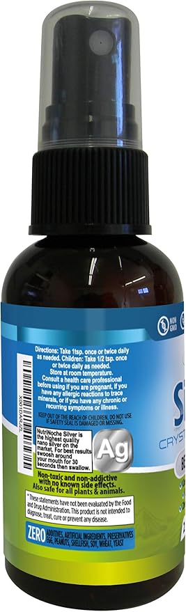 Nutrinoche Ultra Pure Colloidal Silver Spray - Excellent Daily Immune Support - Organic 99.99% Nano Particles - Ultra Pure Silver Hydrosol - 2 Ounces - 30 ppm