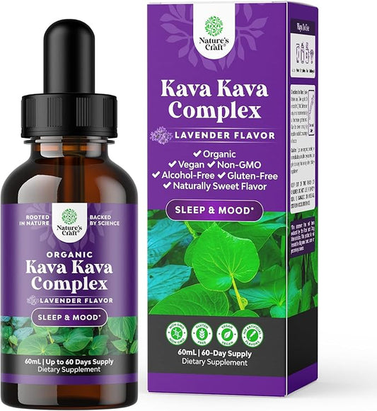 Natures Craft Potent Liquid Kava Kava Drops Supplement - Fast Acting Herbal Support with Kavalactones for Balanced Mood - Relax Calming Tonic for Stress Relief & Better Sleep - 60 ml Tinctura