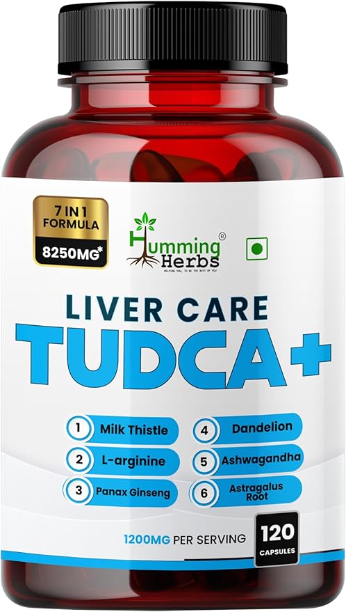 TUDCA Supplement 7in1 Complex with Milk Thistle, L-Arginine, Ashwagandha, Dandelion, Astragalus Root – 120 Capsules