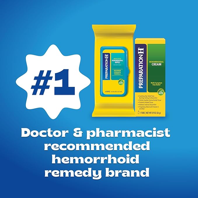 Preparation H Hemorrhoid Symptom Treatment Cream (0.9 Ounce Tube), Maximum Strength Multi-Symptom Pain Relief with Aloe