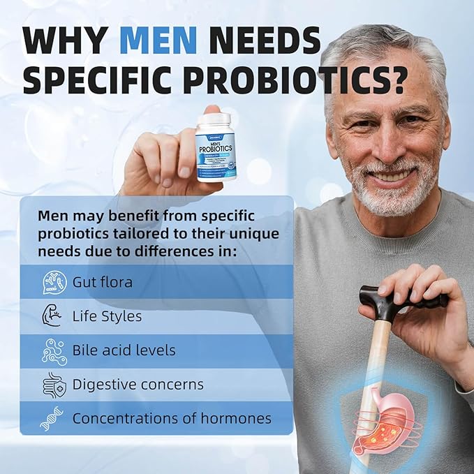 ZEBORA Probiotic for Men - 100 Billion CFU, Men's Probiotics for Gut Health, Prebiotics + Enzymes + Saw Palmetto + Cranberry, Daily Probiotic for Digestive Health, 180 Caps